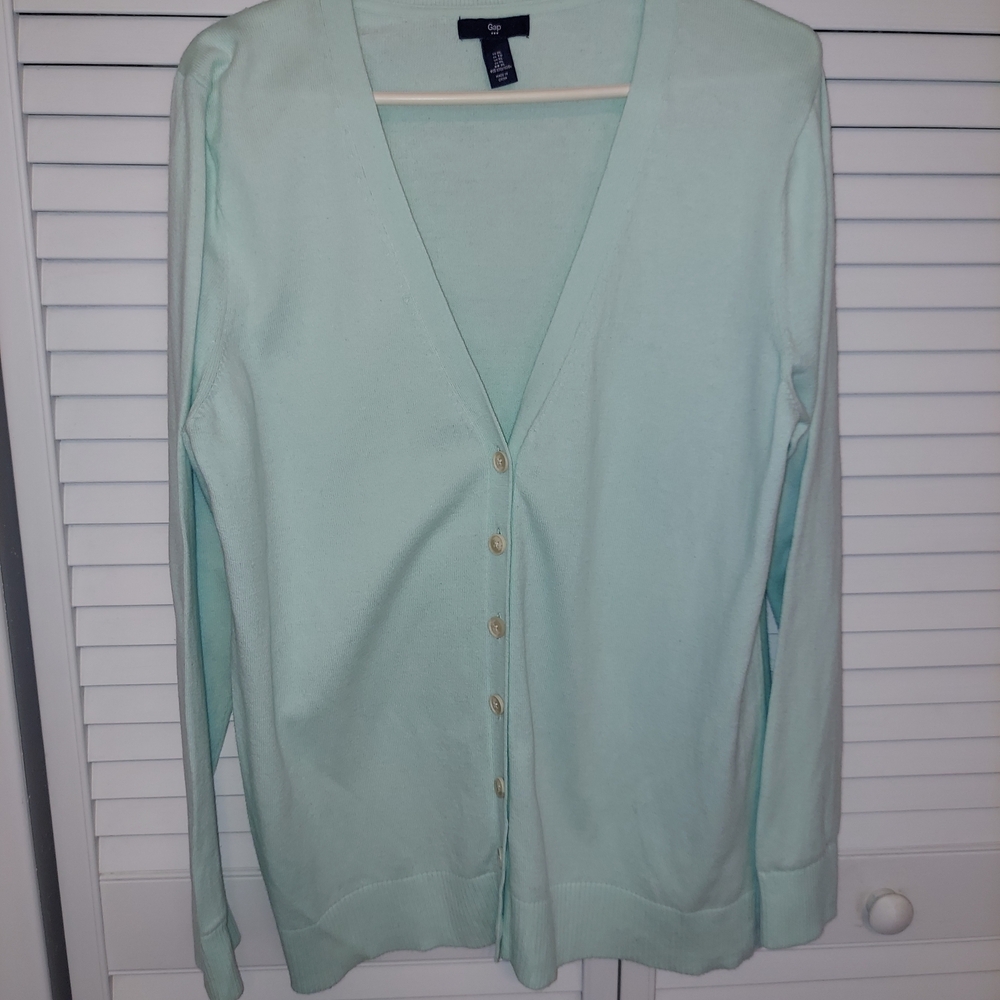 GAP Mint Green V-Neck Button Cardigan XL